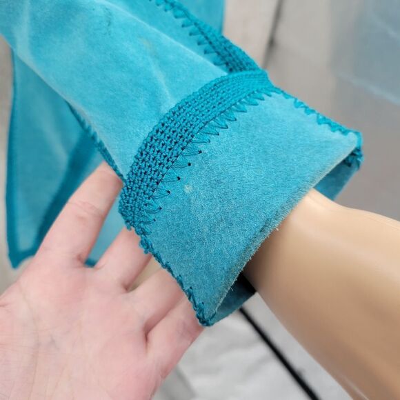 IDI by Matthew Y2K Turquoise Patchwork Suede Jacket Cardigan Women's Size Large - Picture 11 of 16